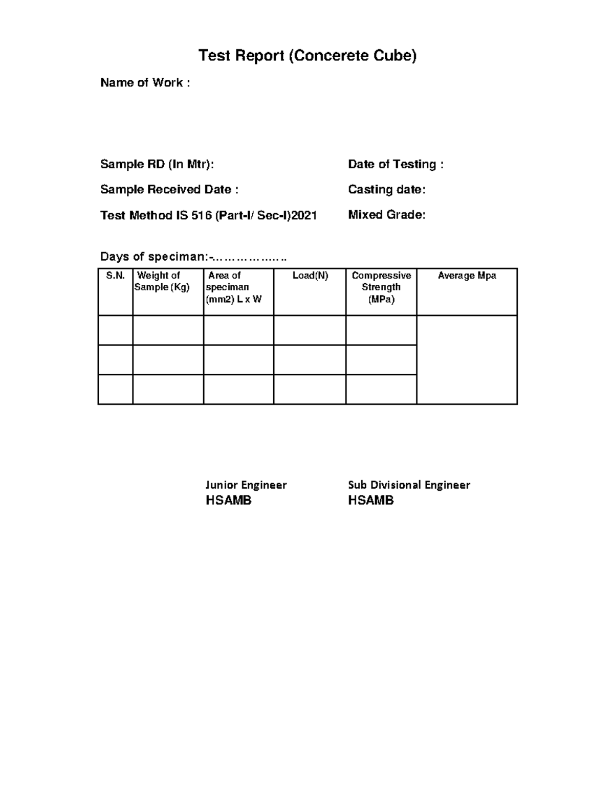 CC Material test Report - Civil Engineering - Test Method IS 516 (Part ...