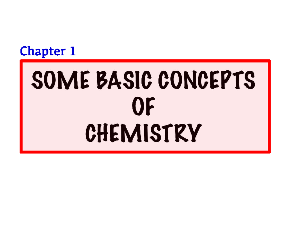 CHEMISTRY - Chapter 1: Basic Concepts of Matter and Reactions - Studocu