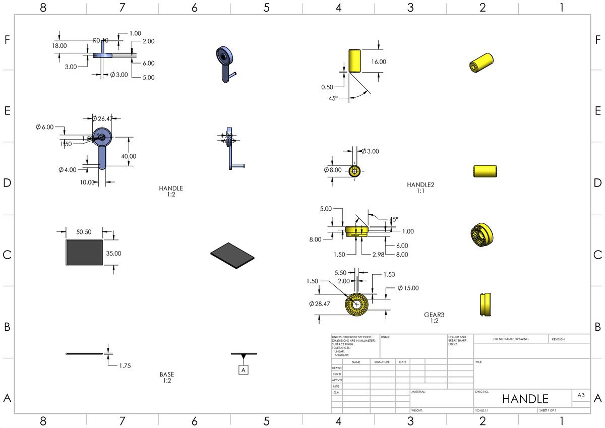 Solidworks Design: Handle Specifications and Dimensions - Studocu