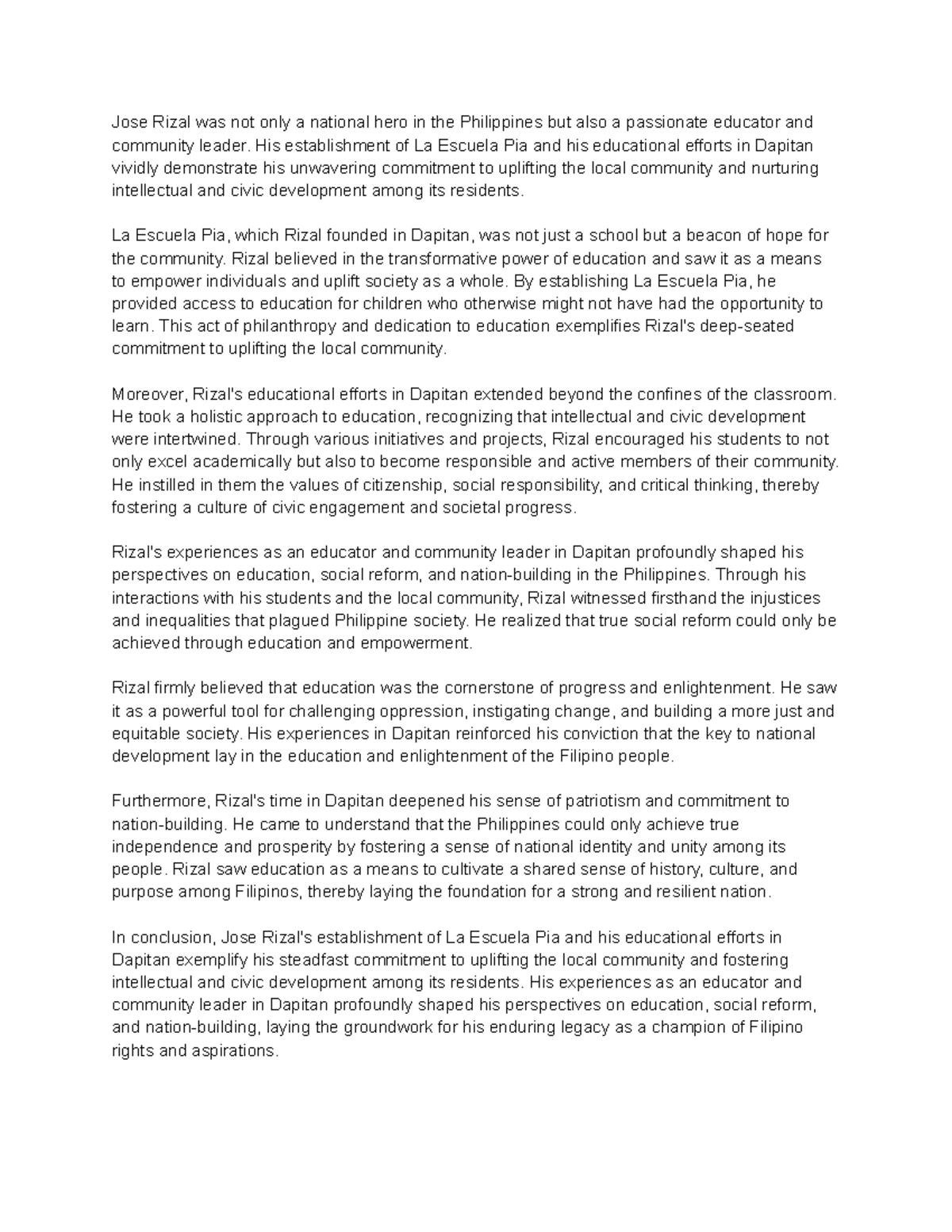 Activity 1 Rizal - Jose Rizal was not only a national hero in the ...