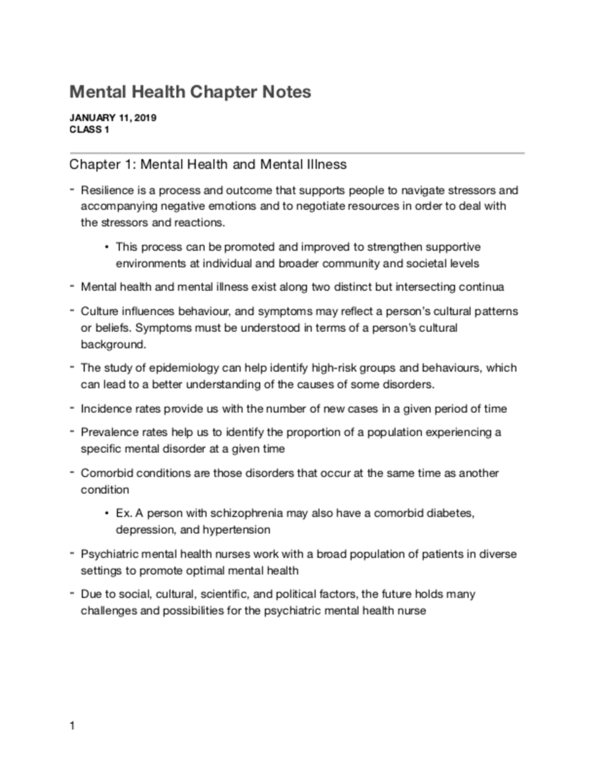 Mental Health Lecture Notes PDF - Studocu