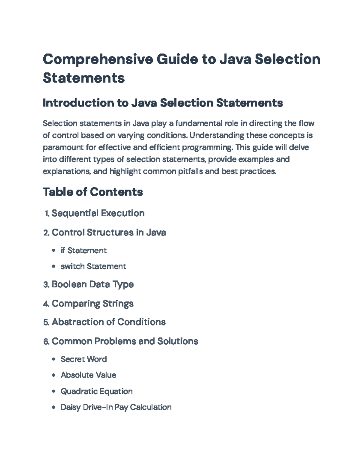 Java Selection Statements: A Comprehensive Guide to Control Flow ...