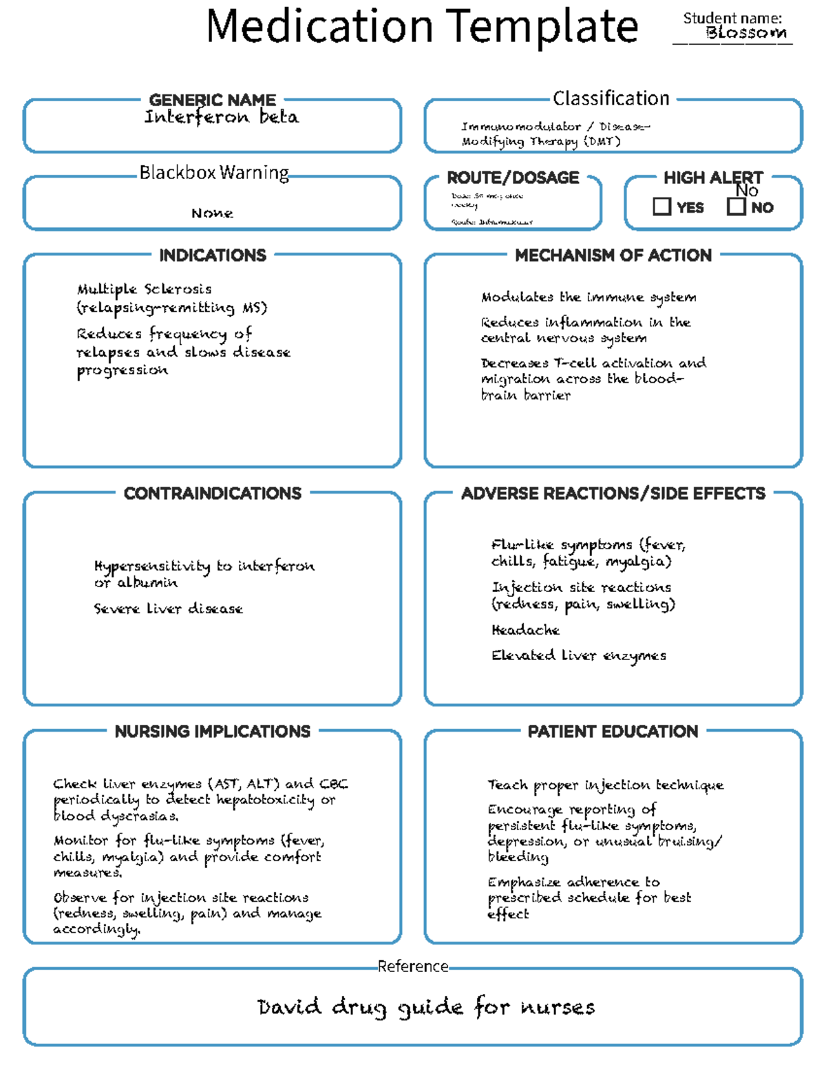 Interferon Beta Medication Template for MS Treatment - Studocu