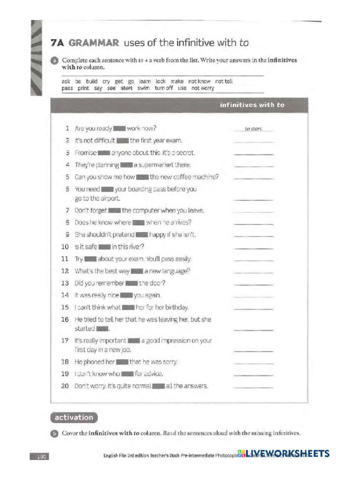 Ingles 7A & 7B Grammar Lessons: Infinitives and Usage - Studocu