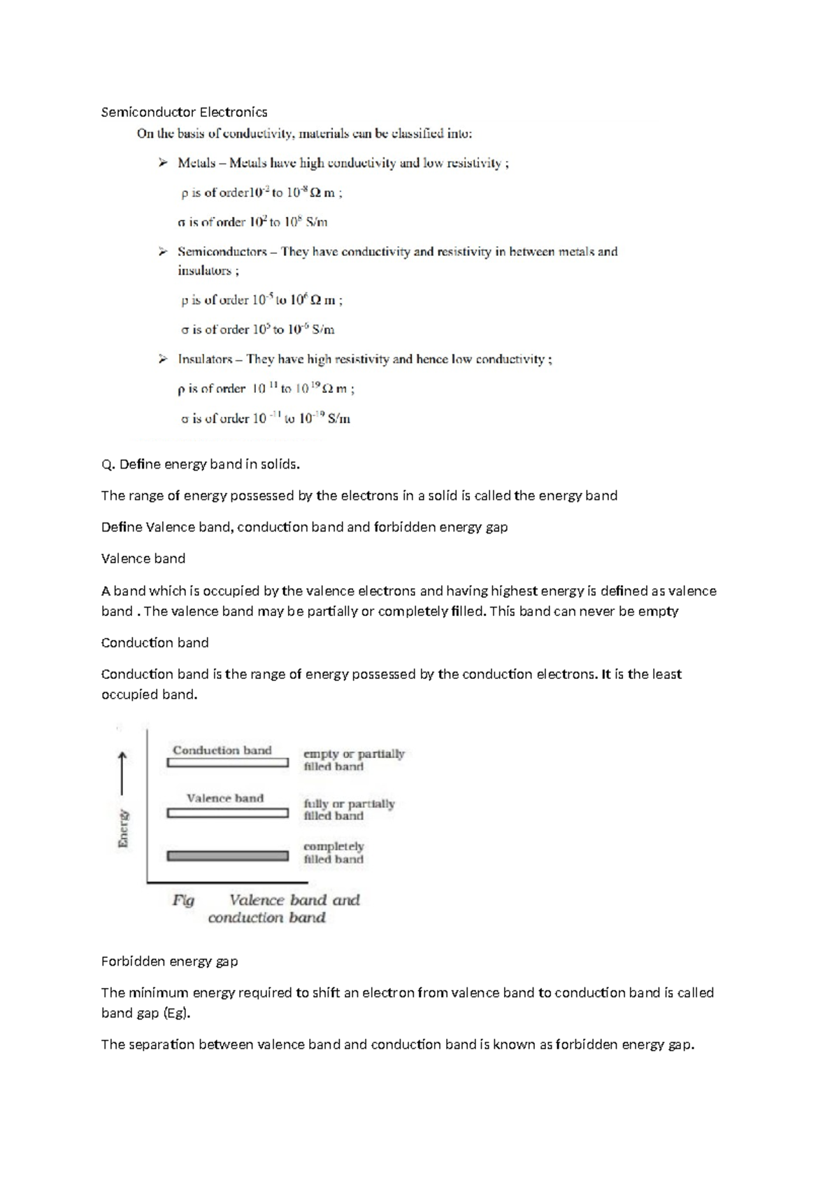 Semiconductor Electronics Notes - Class 12 - Studocu