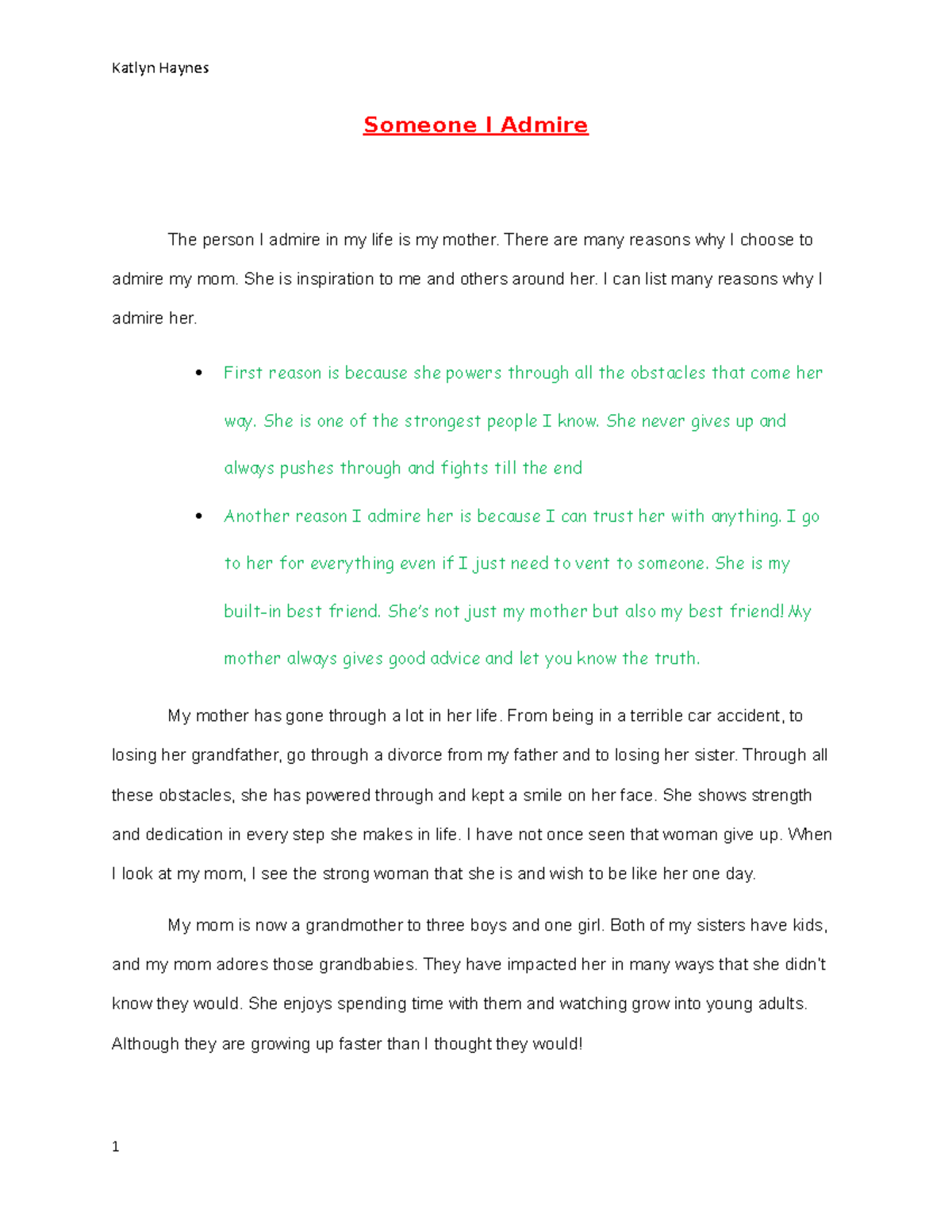 SCC1031 Essay Notes: Someone I Admire - My Inspiring Mother - Studocu