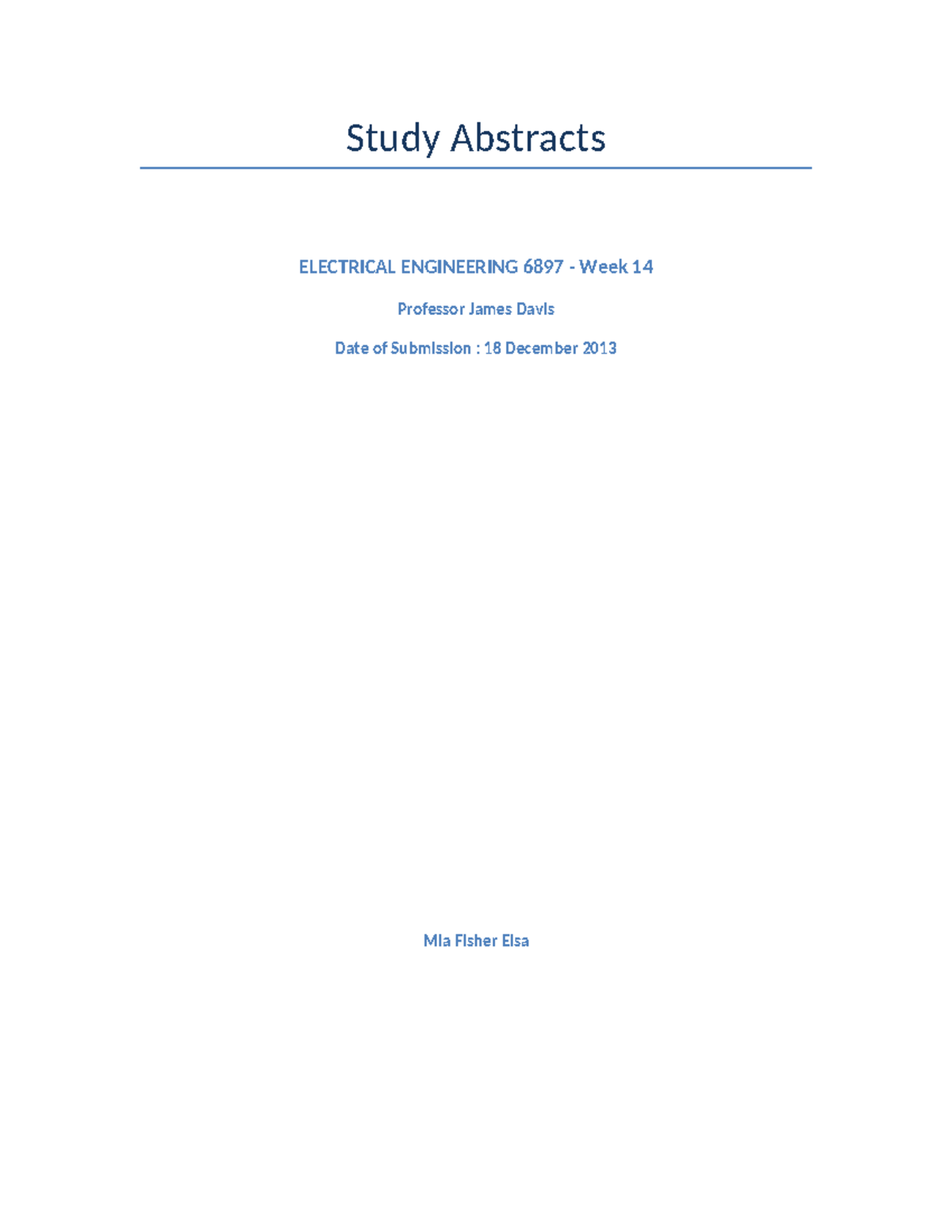 Electrical Engineering 6897 - Week 14 Study Abstracts Overview - Studocu