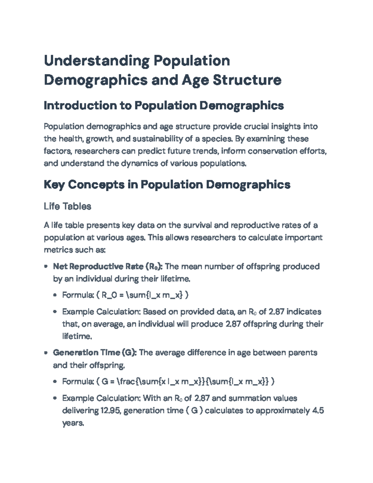 Understanding Population Demographics: Life Tables & Growth Rates ...