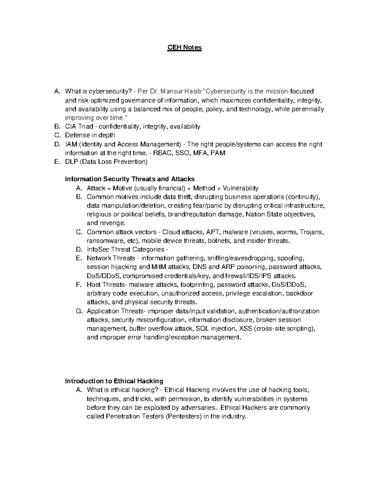 Certified Ethical Hacker CEH notes 1655465808 - CEH Notes A. What is ...