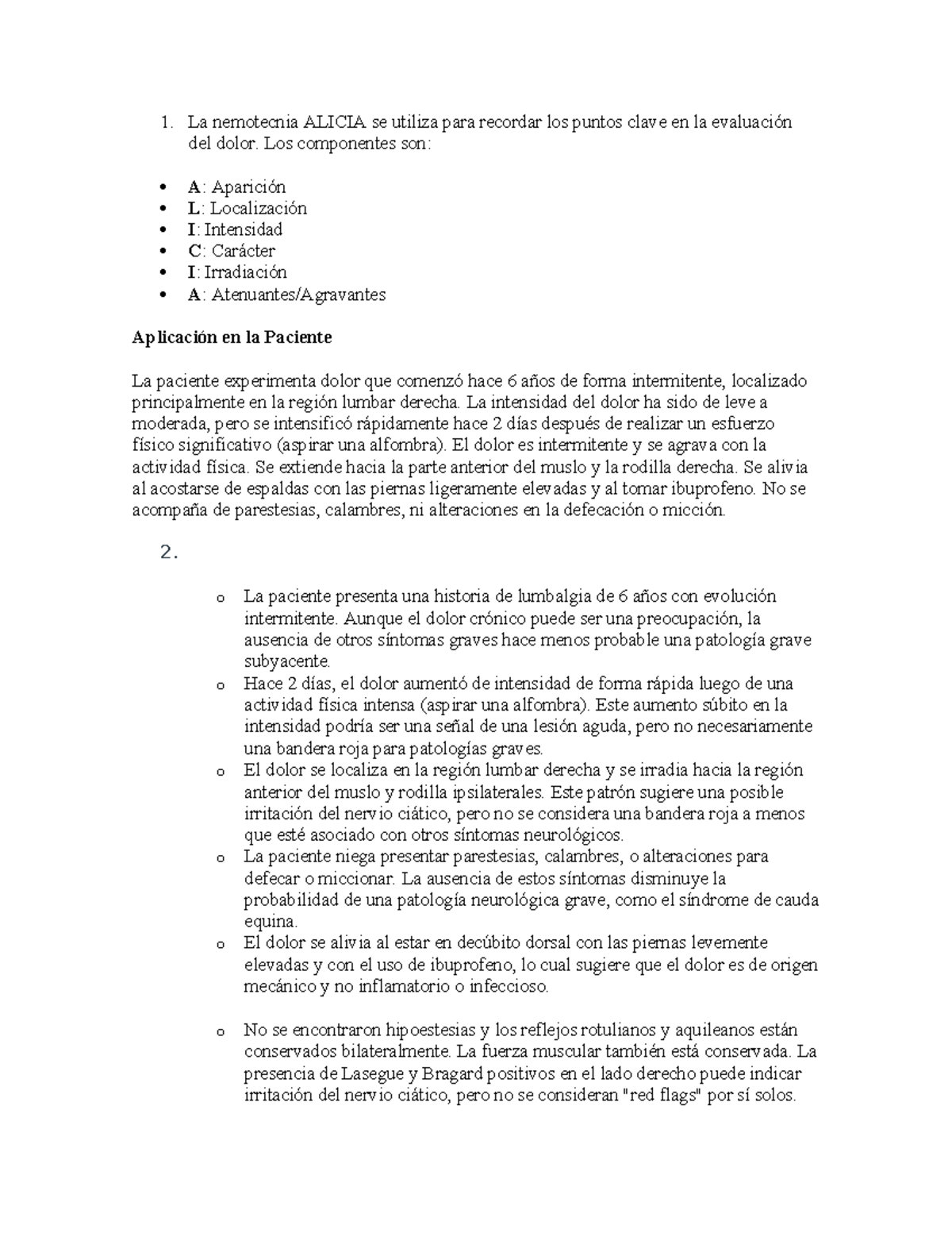 CASO Semana 15 - Evaluación Clínica del Dolor en Paciente - Studocu
