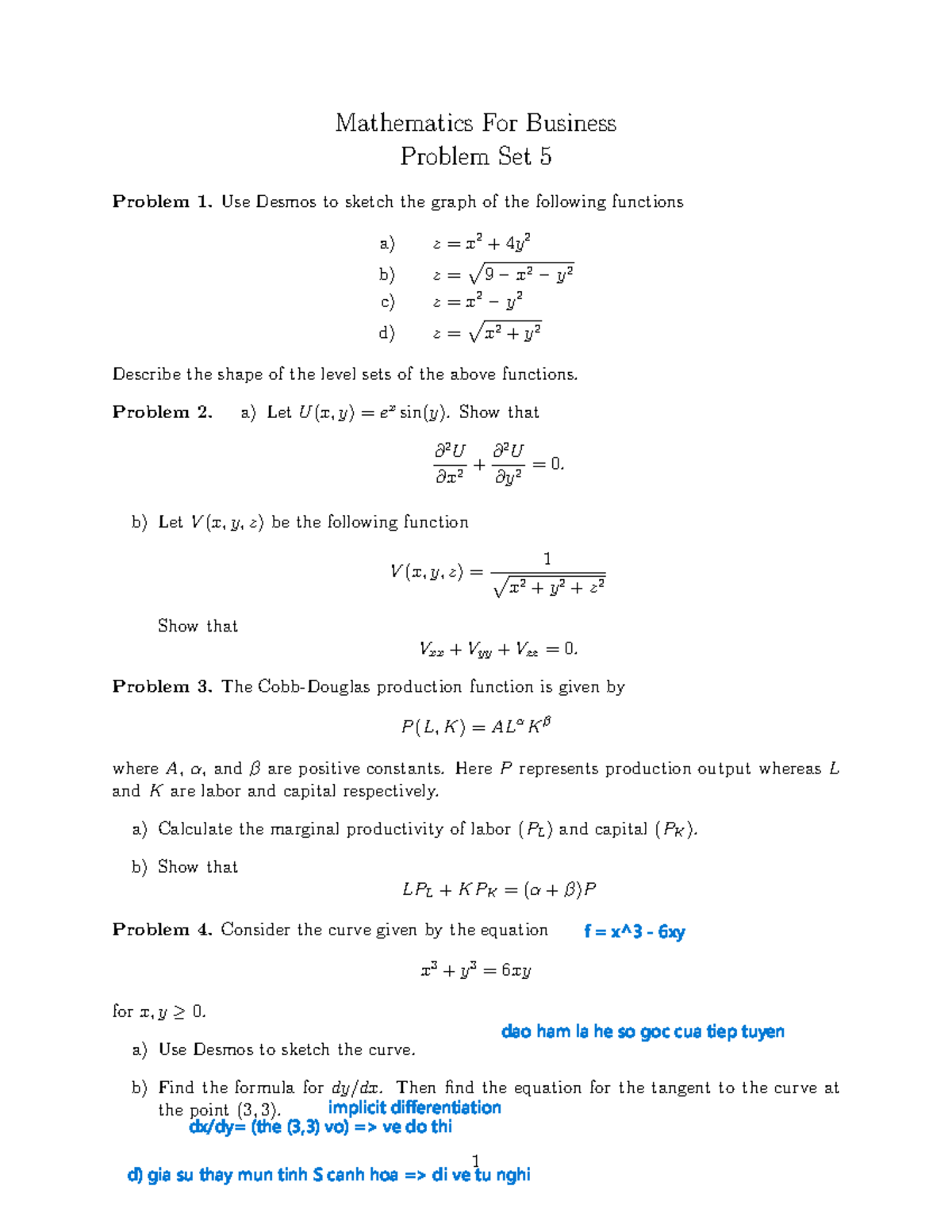 Mathematics for Business Exercise MB Chap 5 Problem Set Solutions - Studocu
