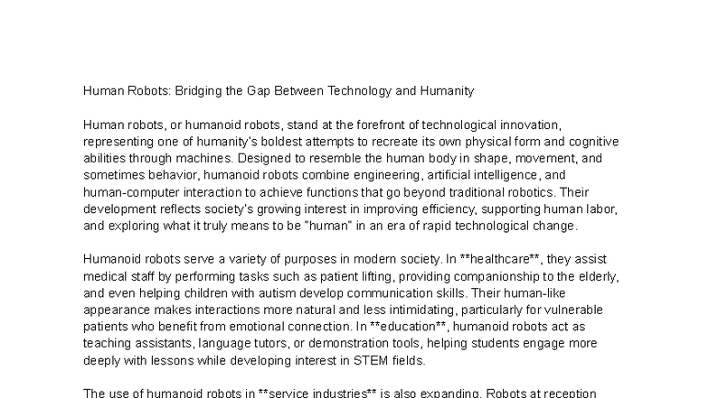 Human Robots- Bridging the Gap Between Technology and Humanity ...
