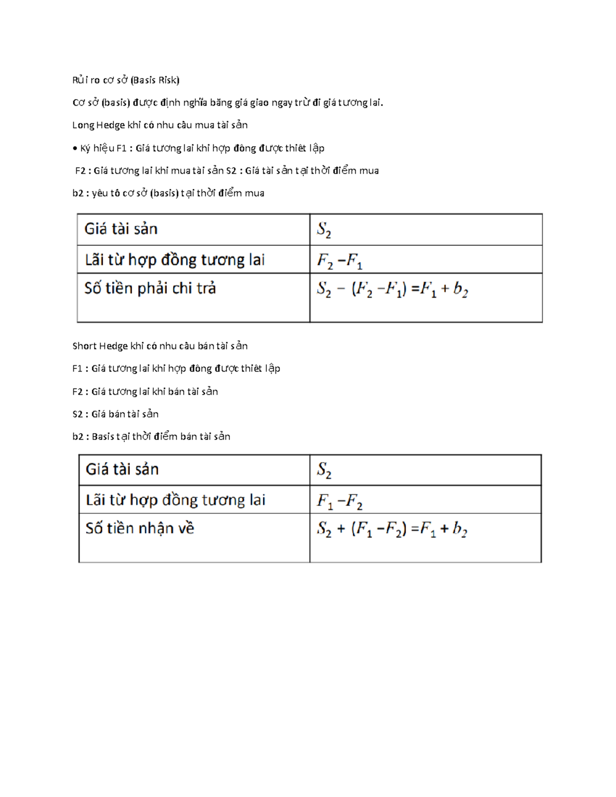 Rủi ro cơ sở (Basis Risk) - Tài liệu Học tập 2023 - Studocu