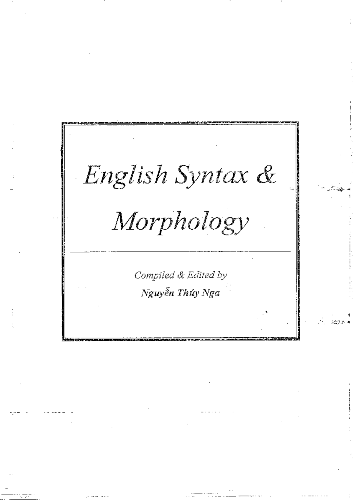 Cú pháp hình thái - Morphology and Syntax coursebook - Studocu