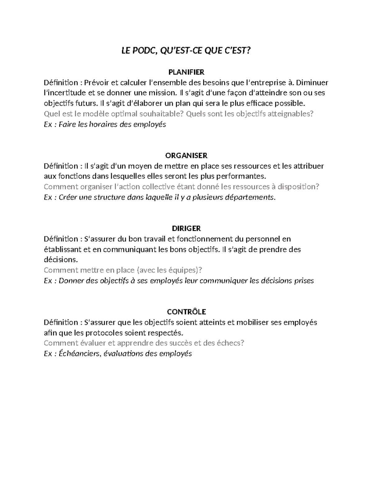 PODC - Gestion - Concepts Essentiels en Management et Planification ...