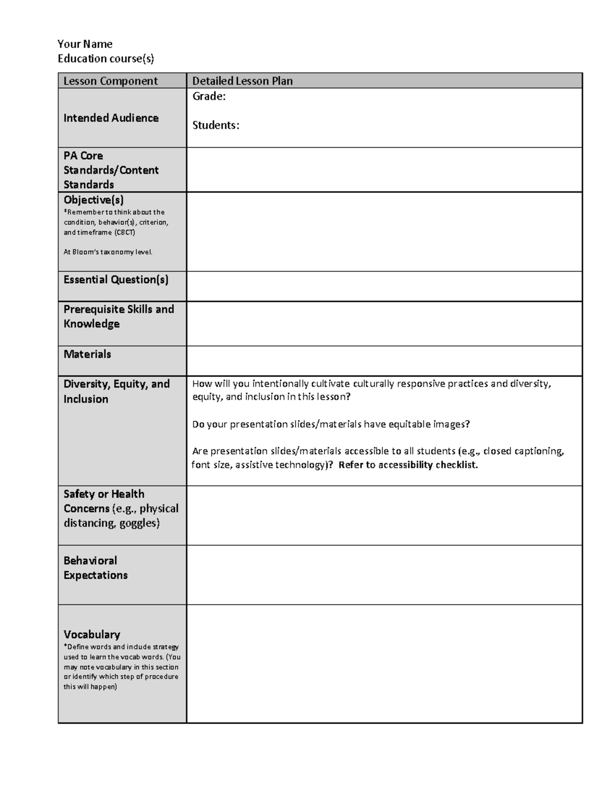 EDU 101: Detailed Lesson Plan Format for 2025 - Studocu