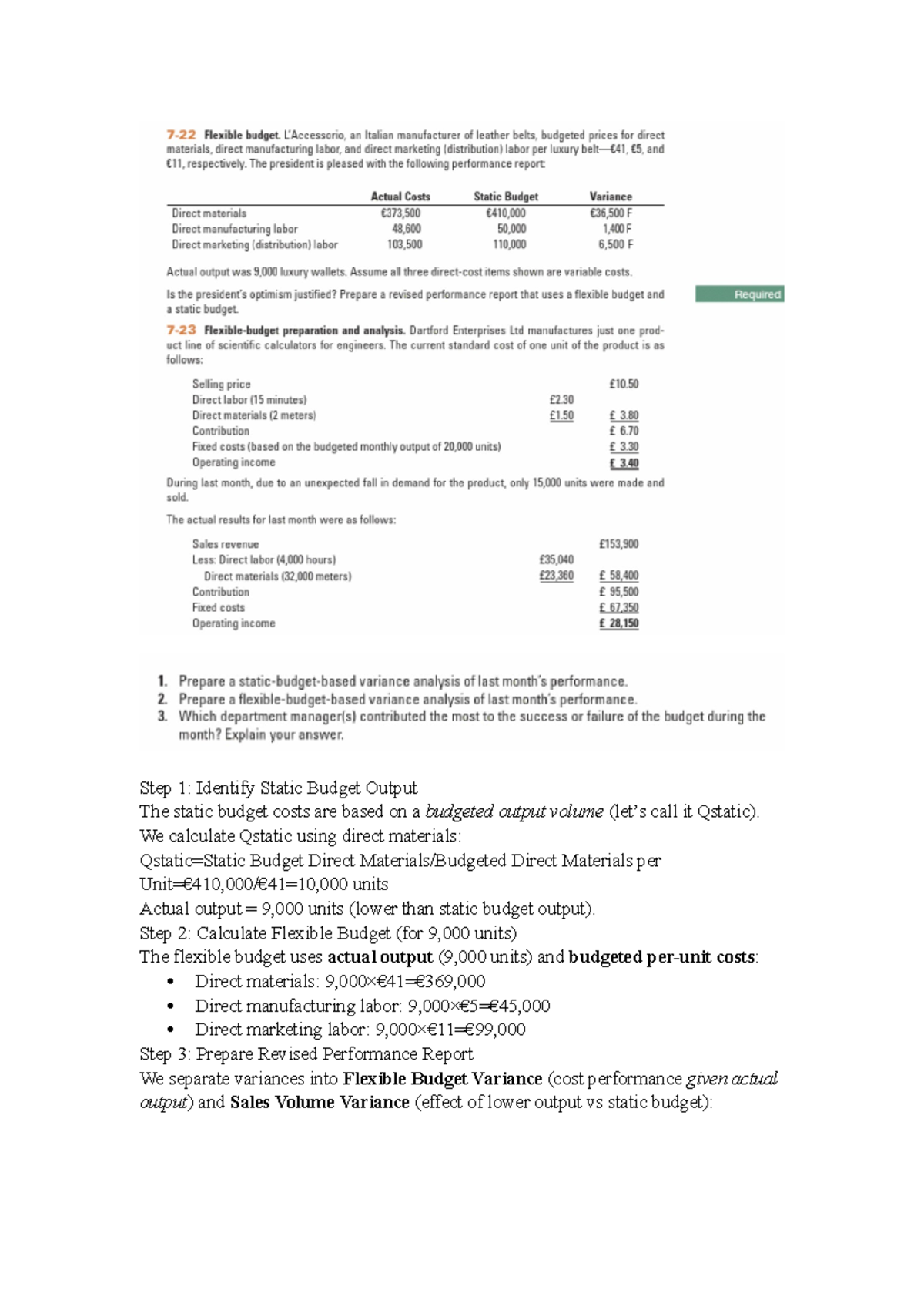 TUT 6 - 11111: Static and Flexible Budget Variance Analysis - Studocu