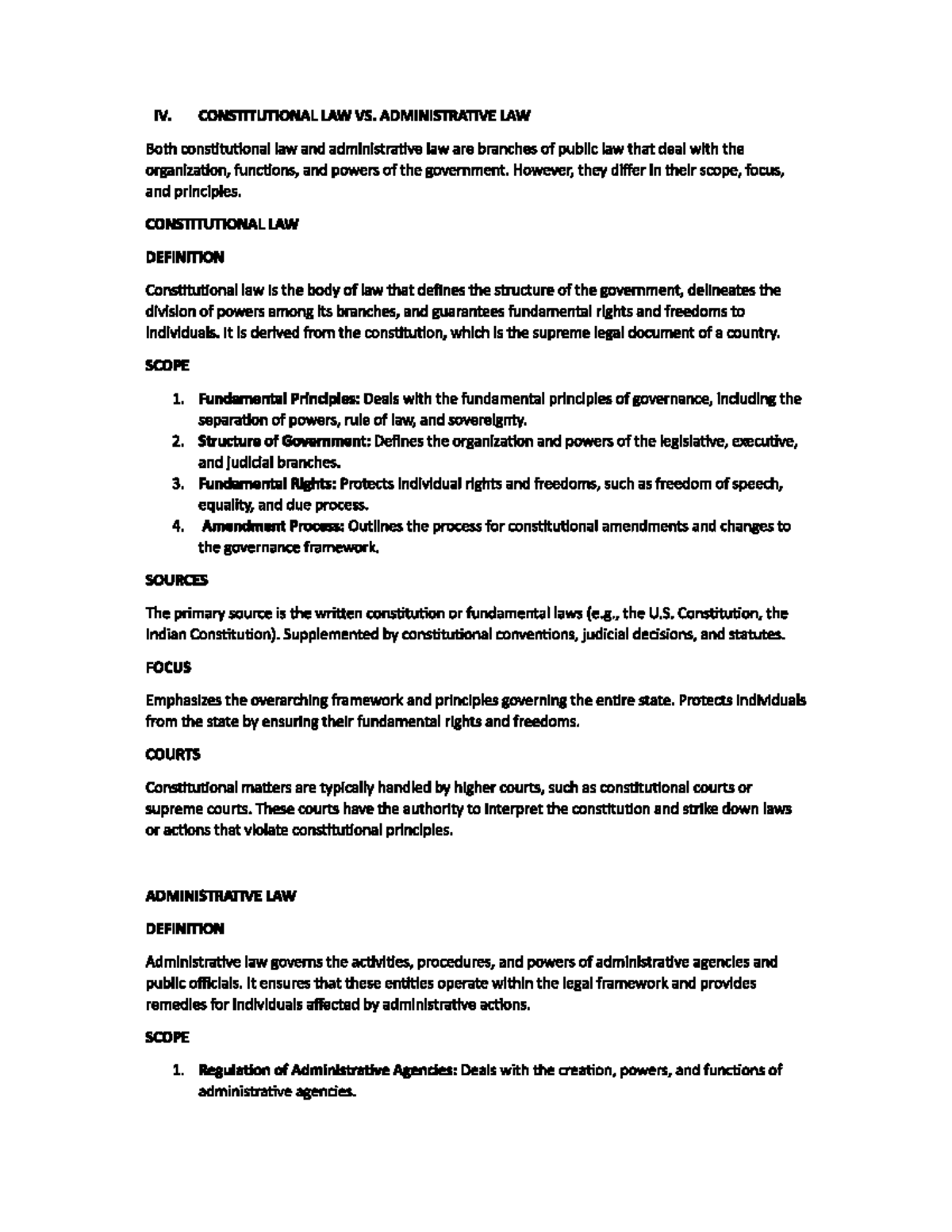 Con Law vs. Admin Law: Key Differences & Principles (Unit 1) - Studocu