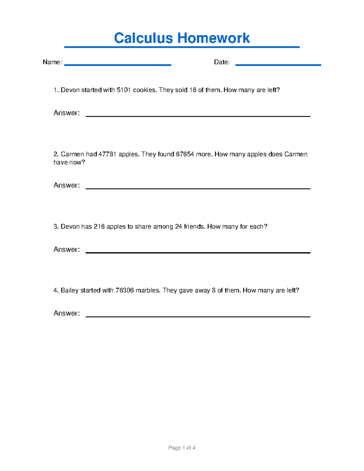 Calculus Homework 10: Problem Set and Answers - Studocu