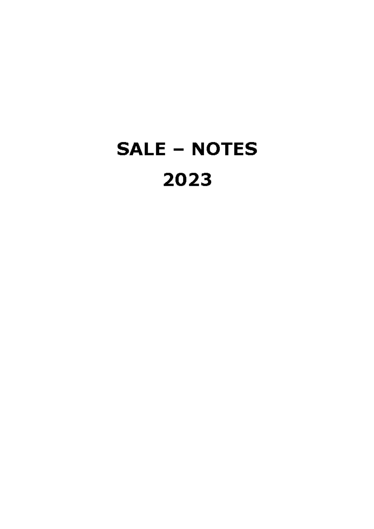 SALE 2014 – Comprehensive Notes on Law of Sale and Buyer Protection ...