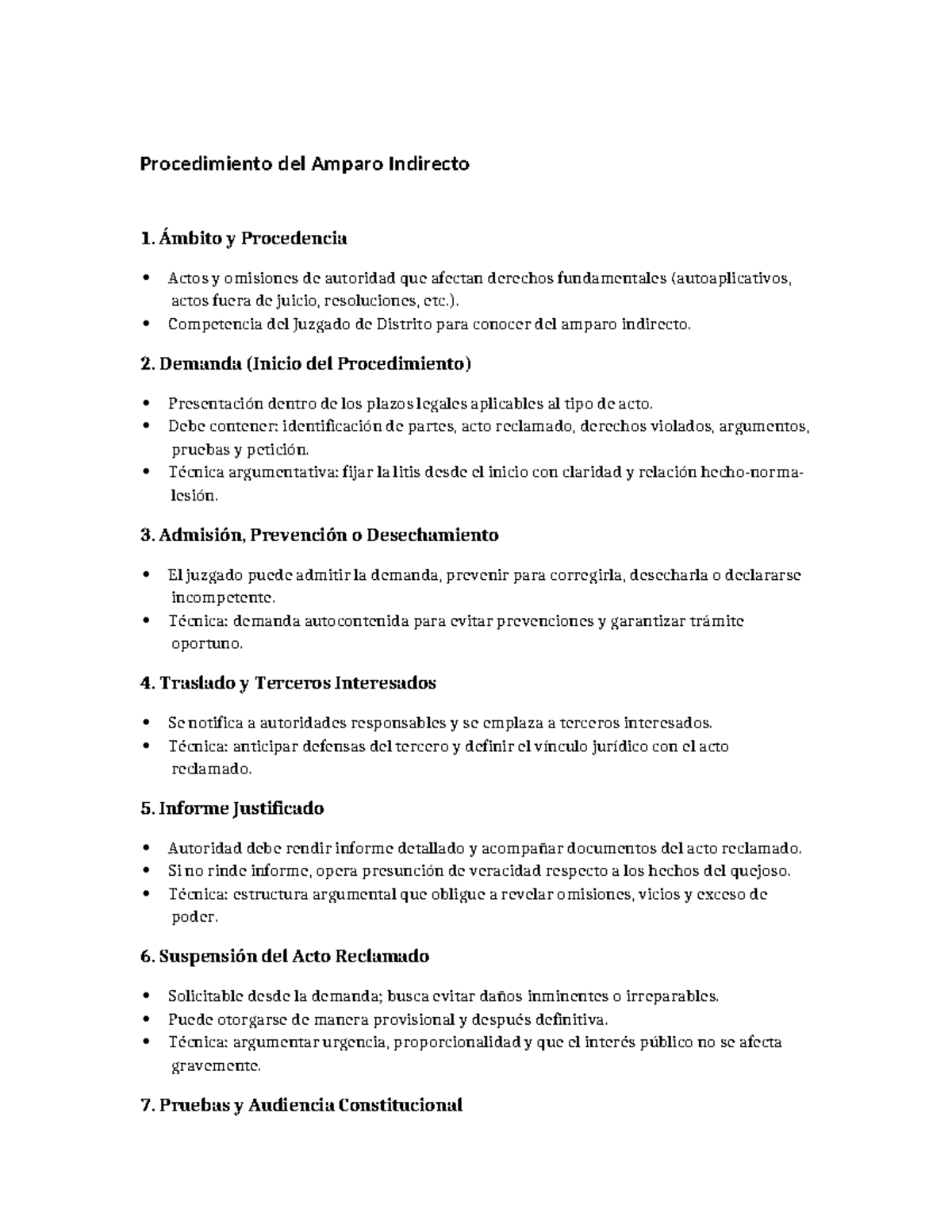 Cuadro Sinóptico del Procedimiento de Amparo Indirecto - Studocu