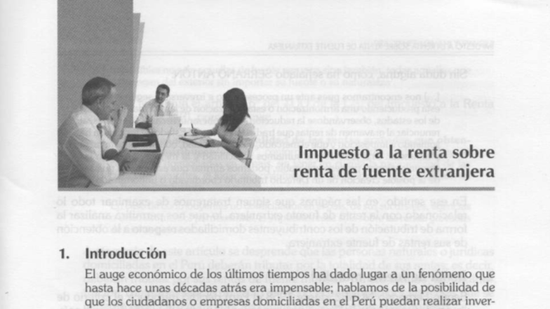 Impuesto a la Renta sobre Renta de Fuente Extranjera - Análisis y ...