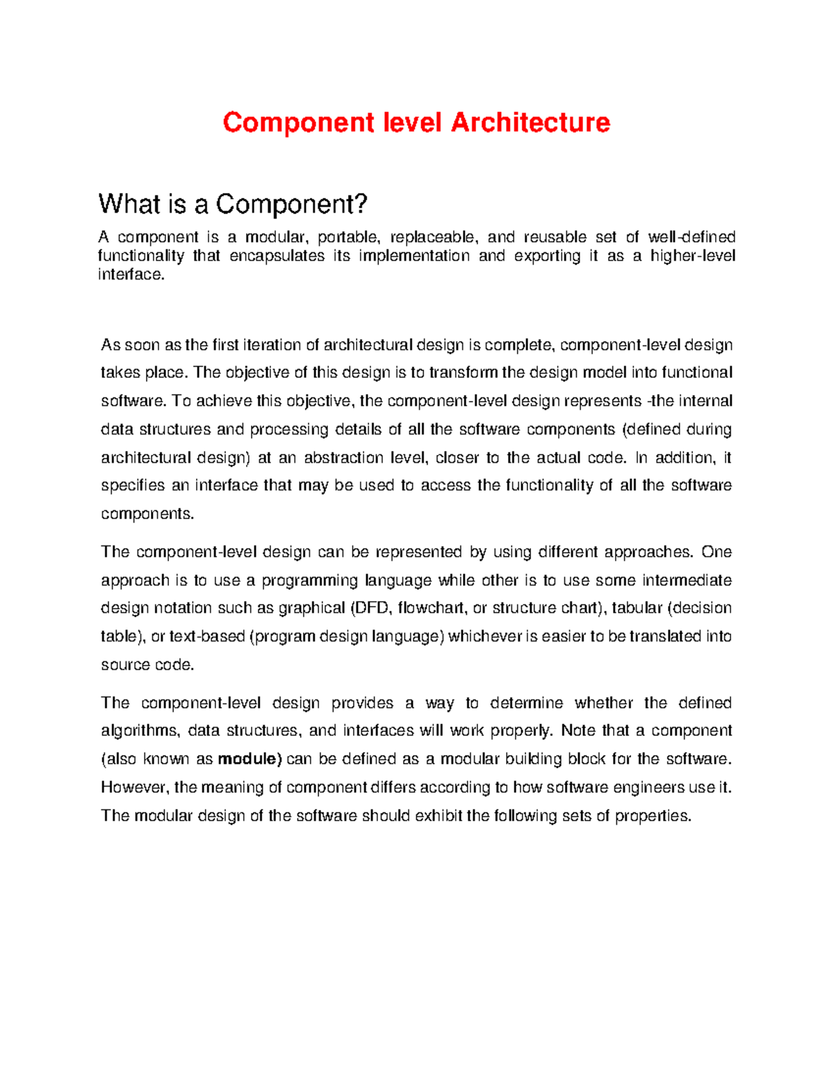 Component level architecture - Component level Architecture What is a ...