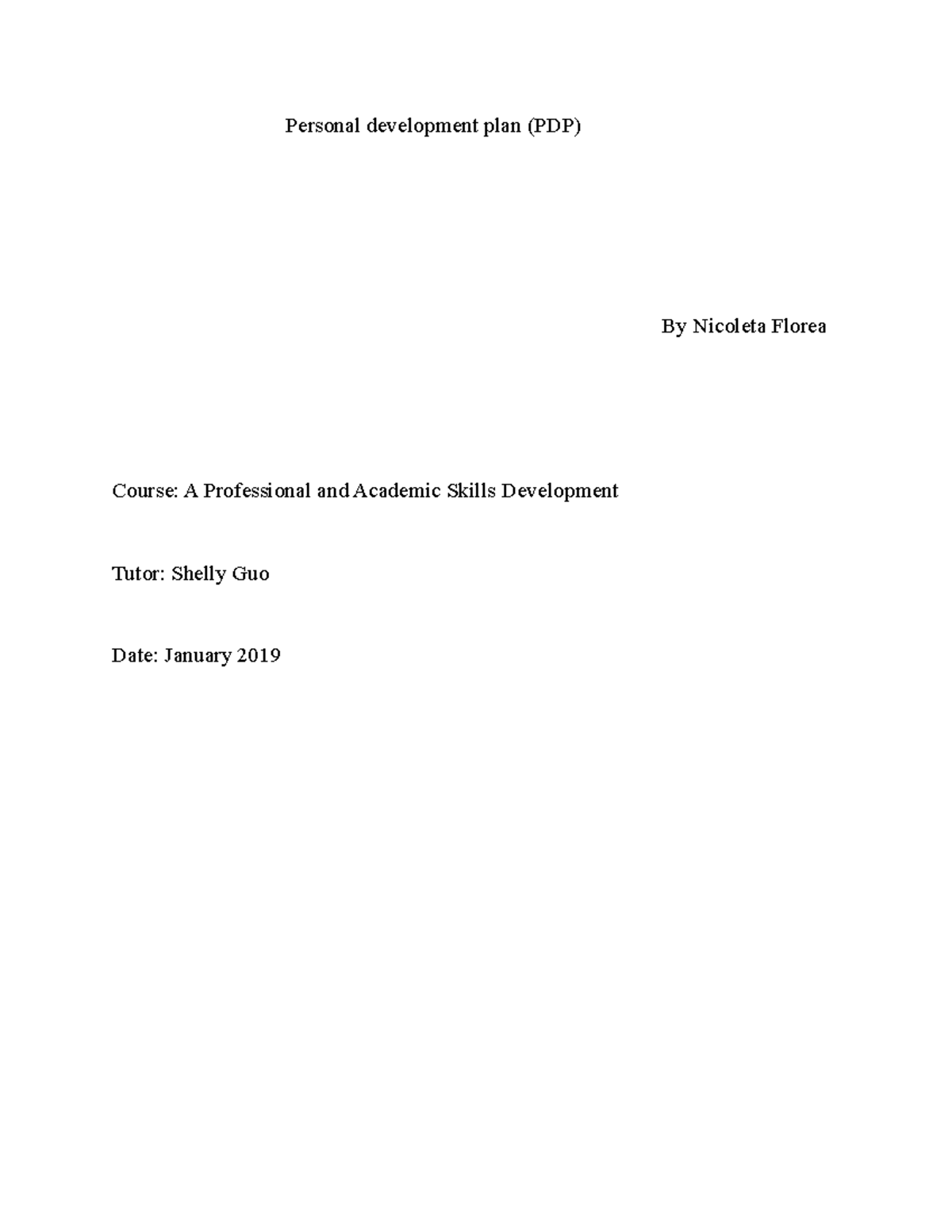 PDP: Personal Development Plan for Professional Skills (APSD) - Studocu