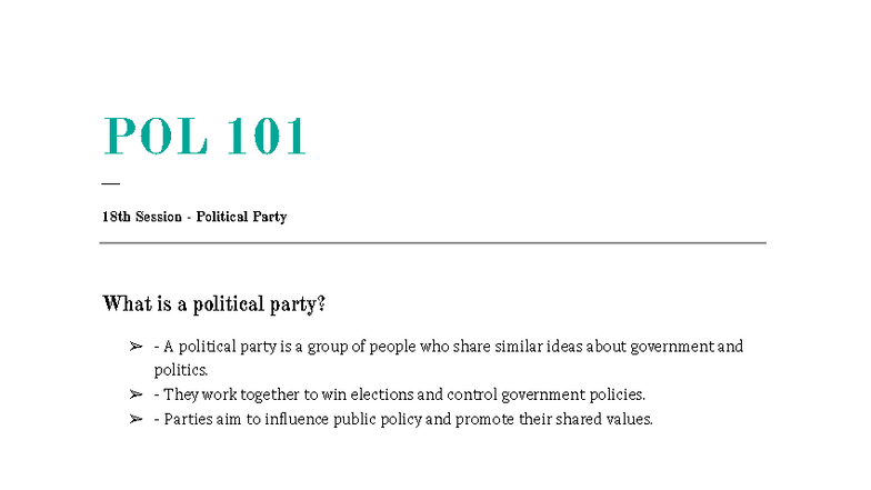 POL 101 Class Notes: Understanding Political Parties and the State ...