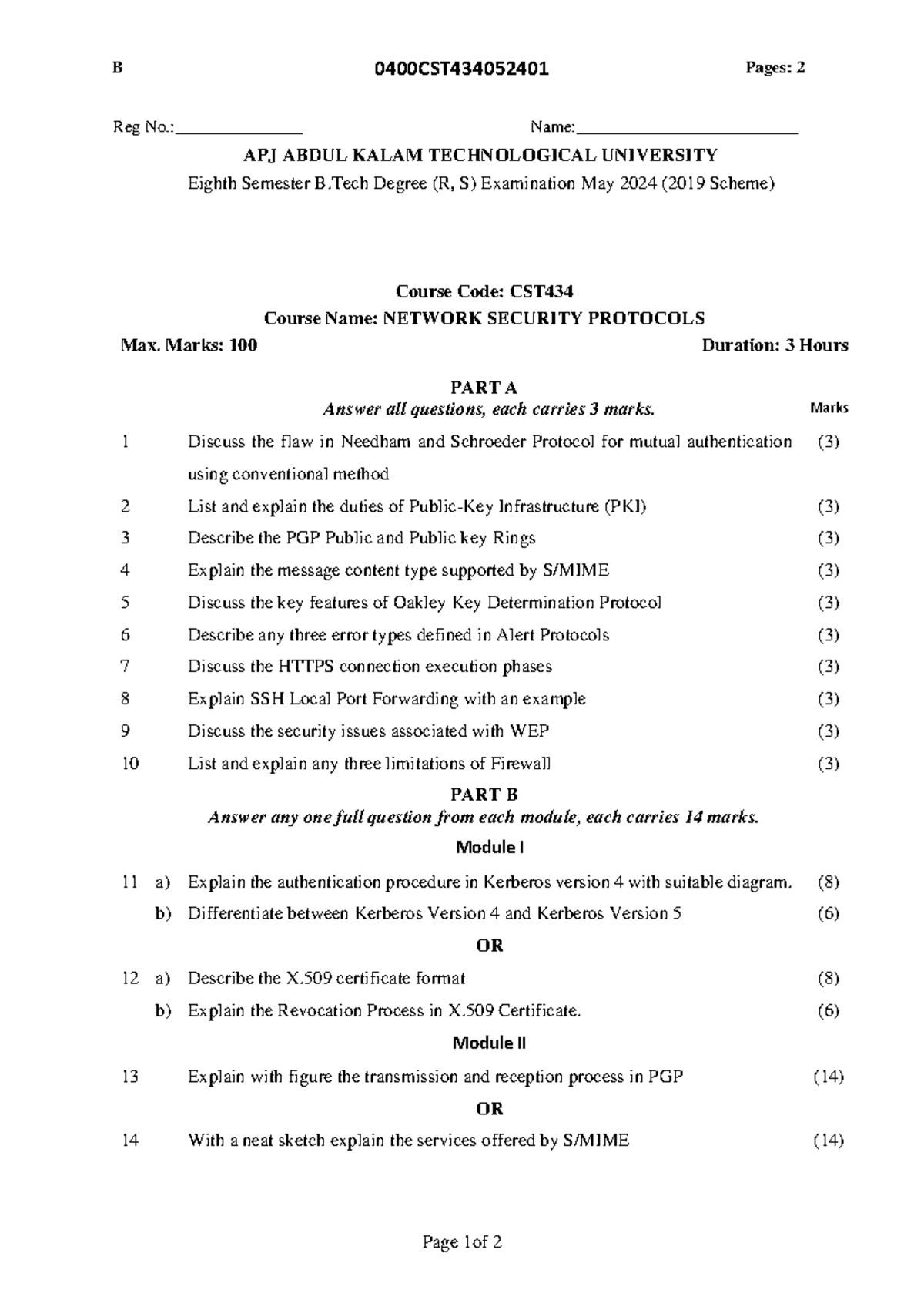 CST434 Network Security Protocols - May 2024 Exam Question Paper - Studocu