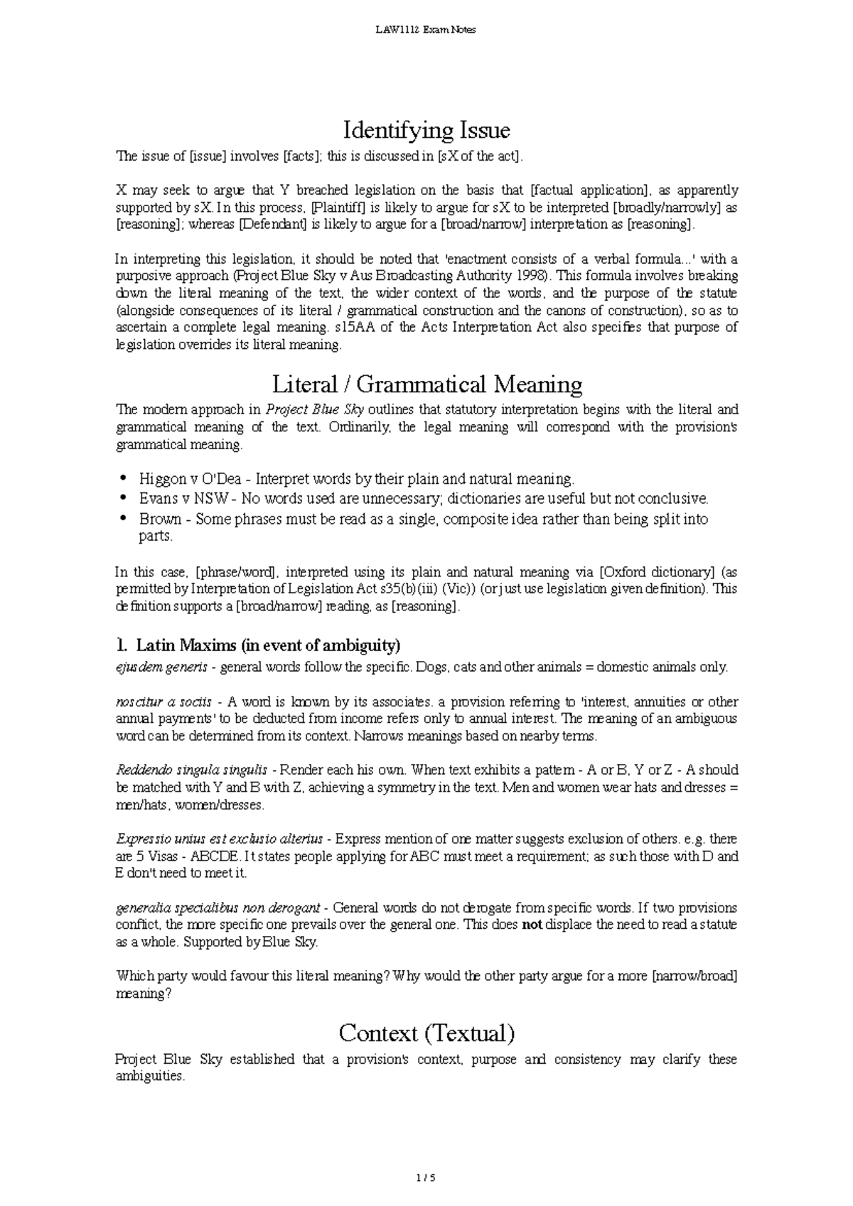 LAW1112 Exam Notes - Guidelines for Public Law Scenario Questions - Studocu
