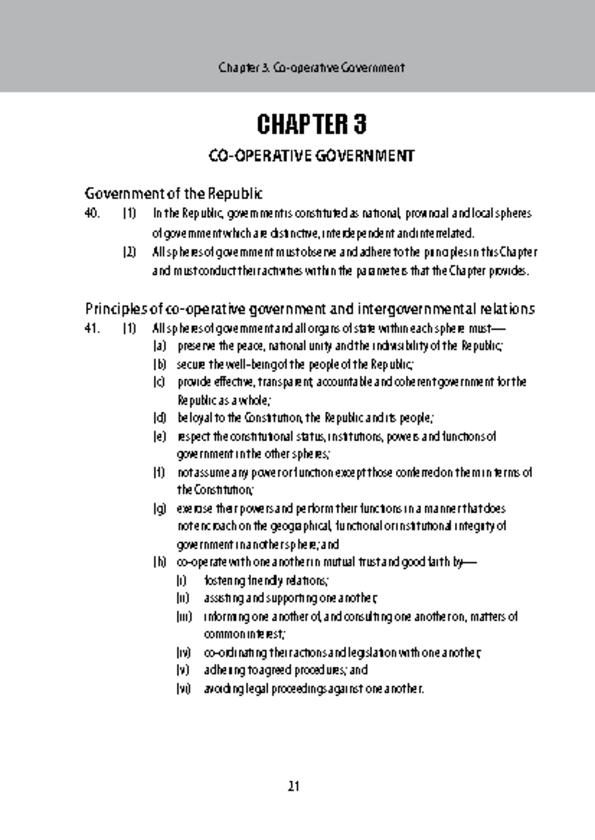 Chapter 3: Cooperative Governance in the Republic - Studocu