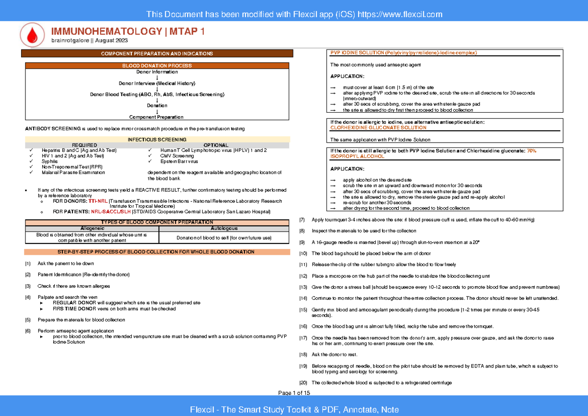 MTAP 1 - Blood Donation Process and Component Preparation Review - Studocu