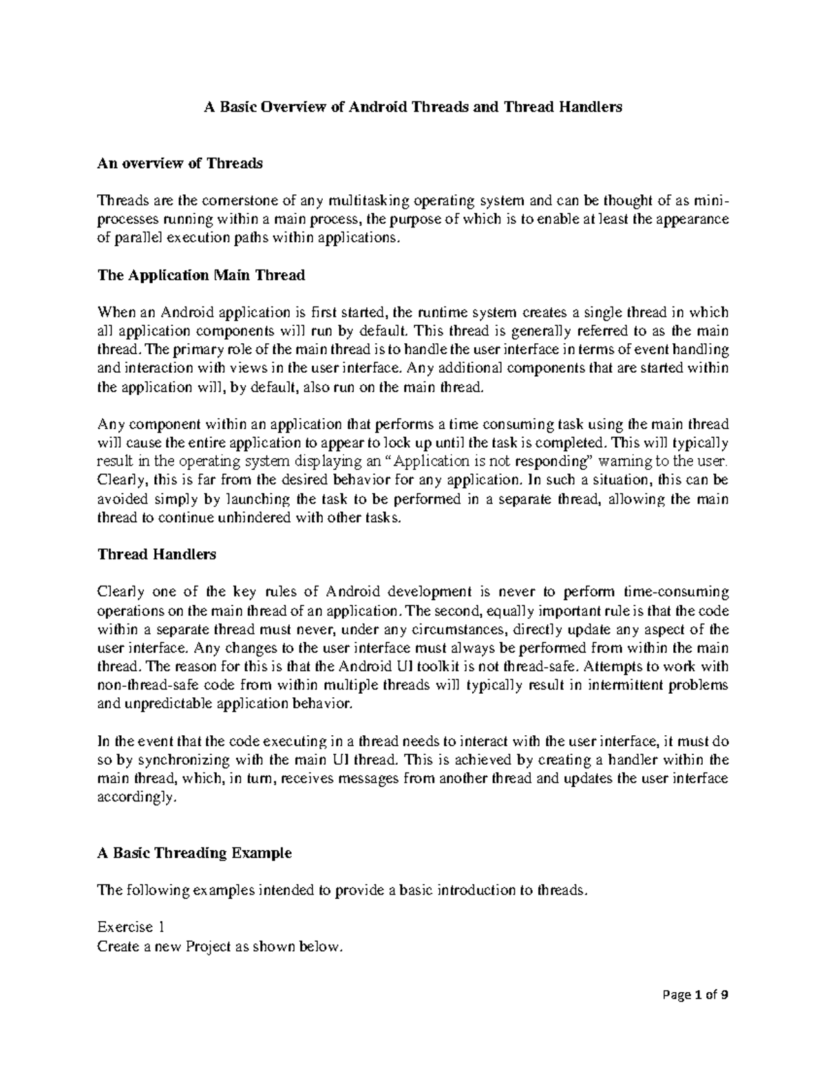 Android Threads & Handlers - Lecture Notes 8 Overview - Studocu