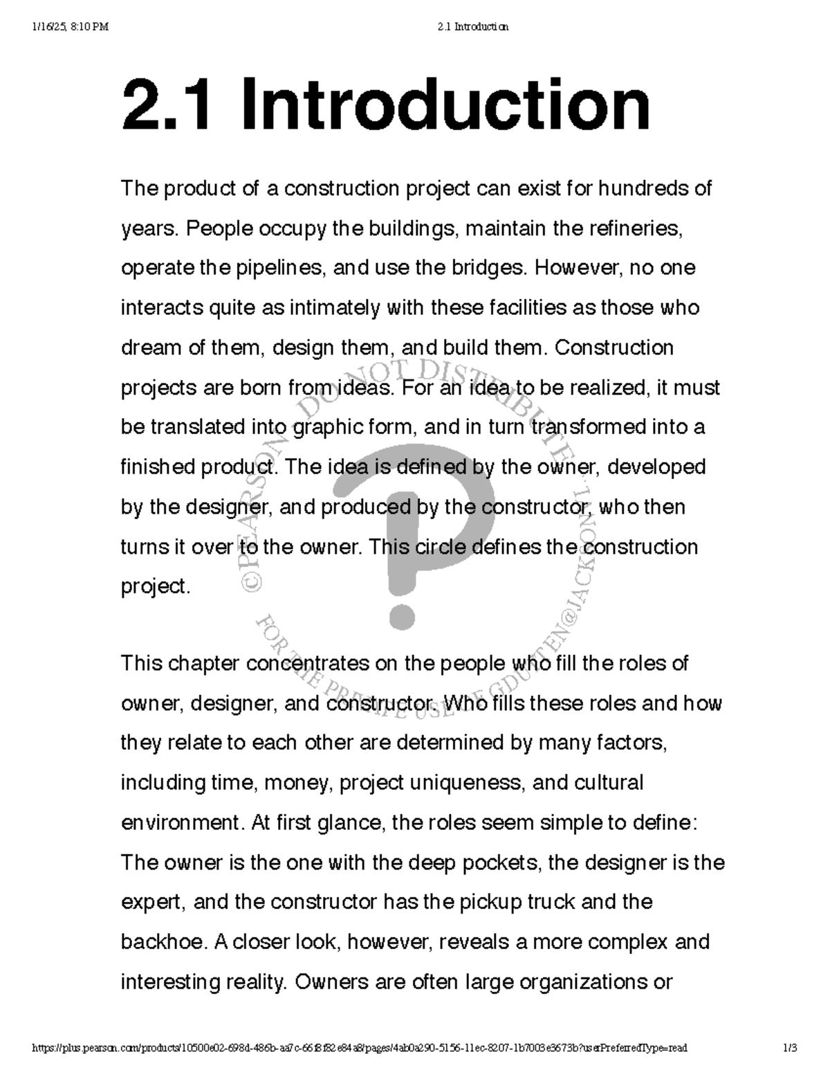 Roles and Responsibilities in Construction Projects - CH2.1 Intro - 2 ...