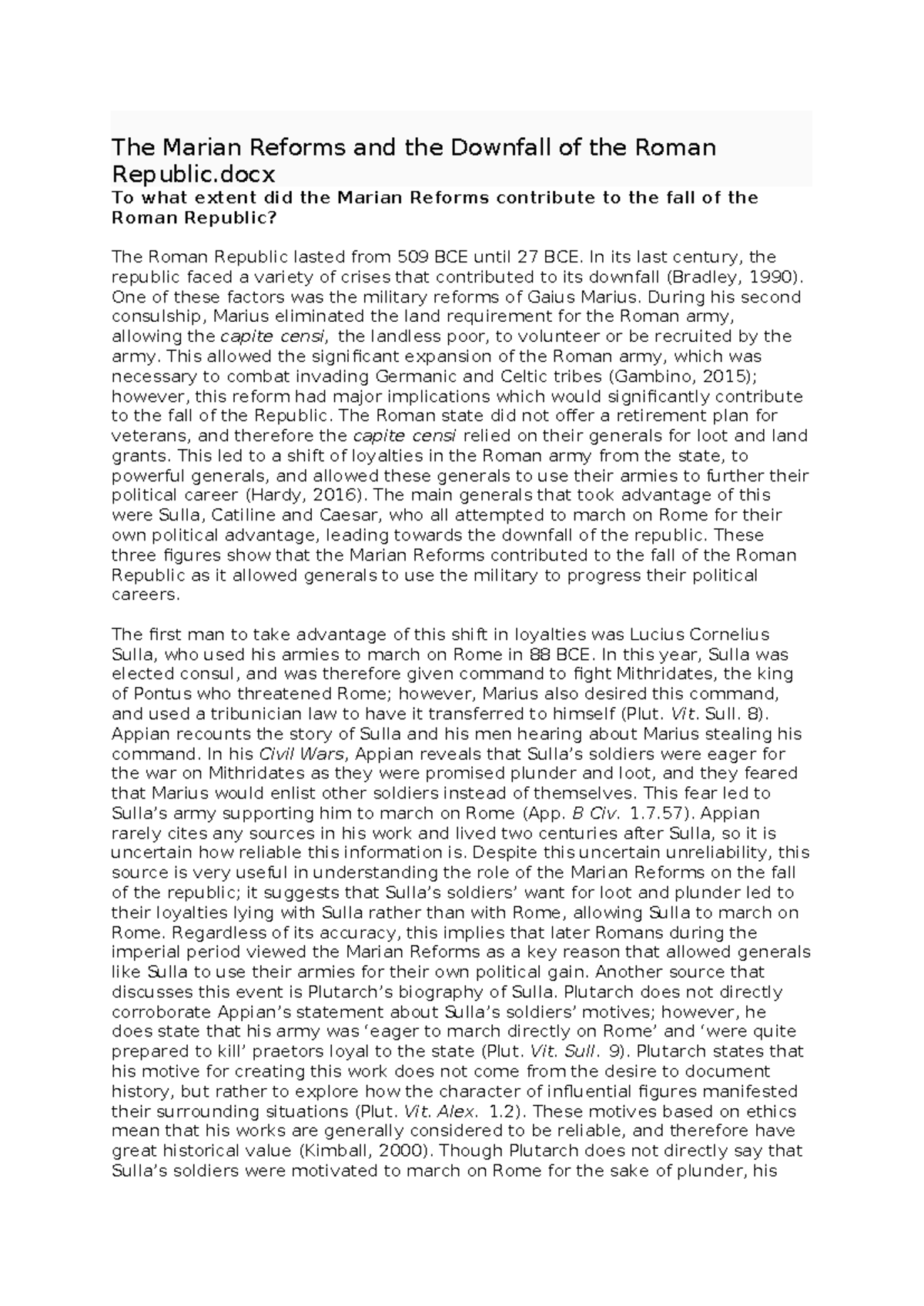 The Impact of Marian Reforms on the Fall of the Roman Republic (AH IA3 ...