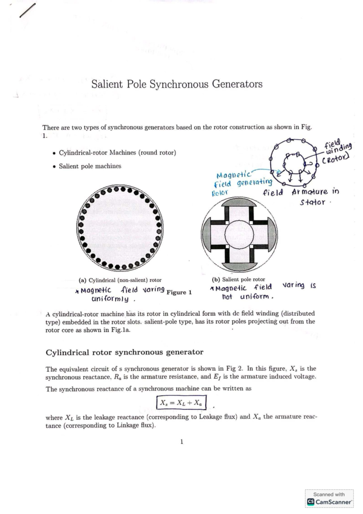 EE5305 Power Systems: Salient Pole Synchronous Generators Overview ...