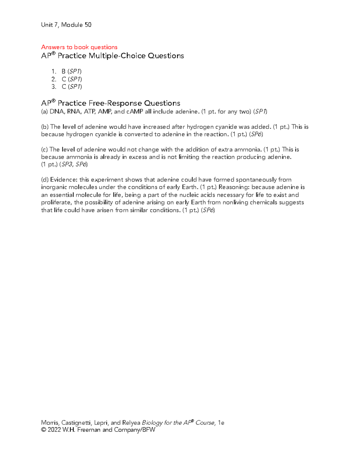 Unit 7, Module 50: Answers to Practice Questions (SP1, SP3, SP6) - Studocu