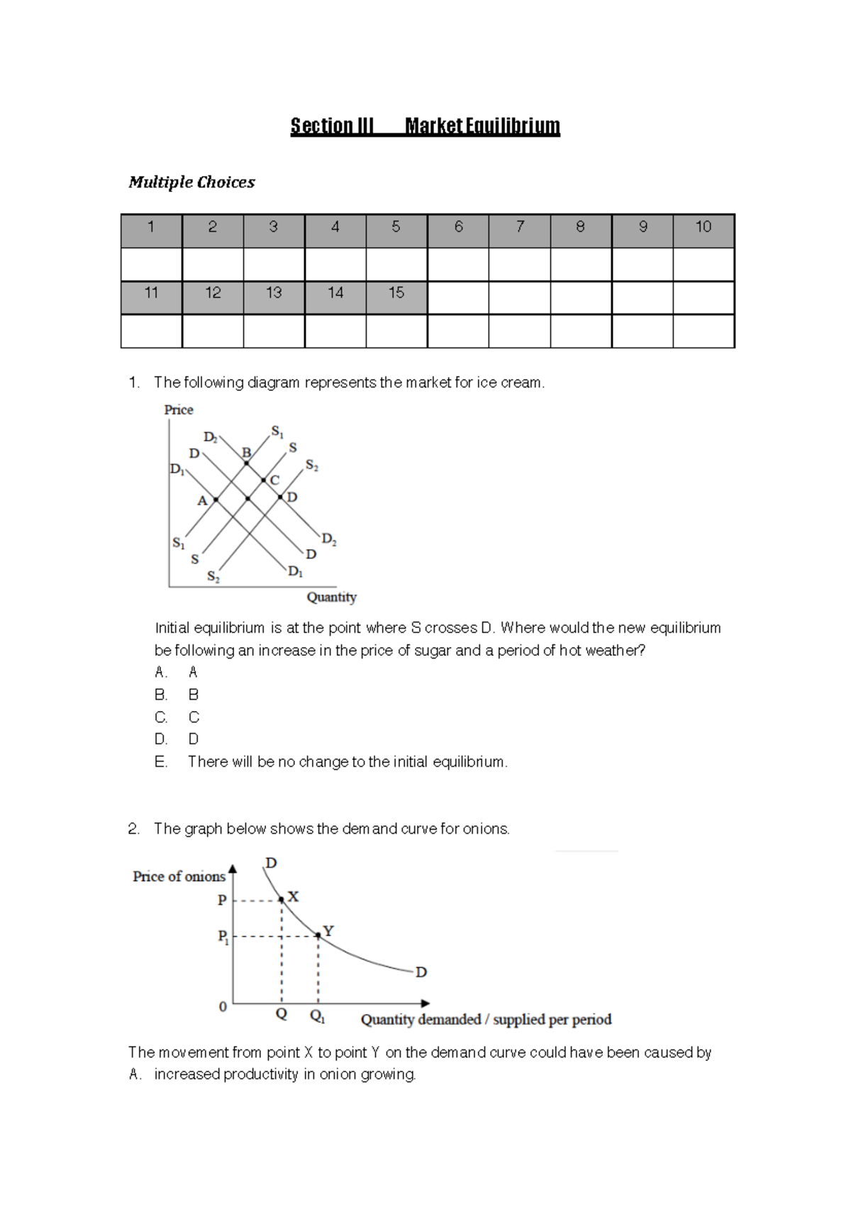 Section III Market Equilibrium - Section III Market Equilibrium ...