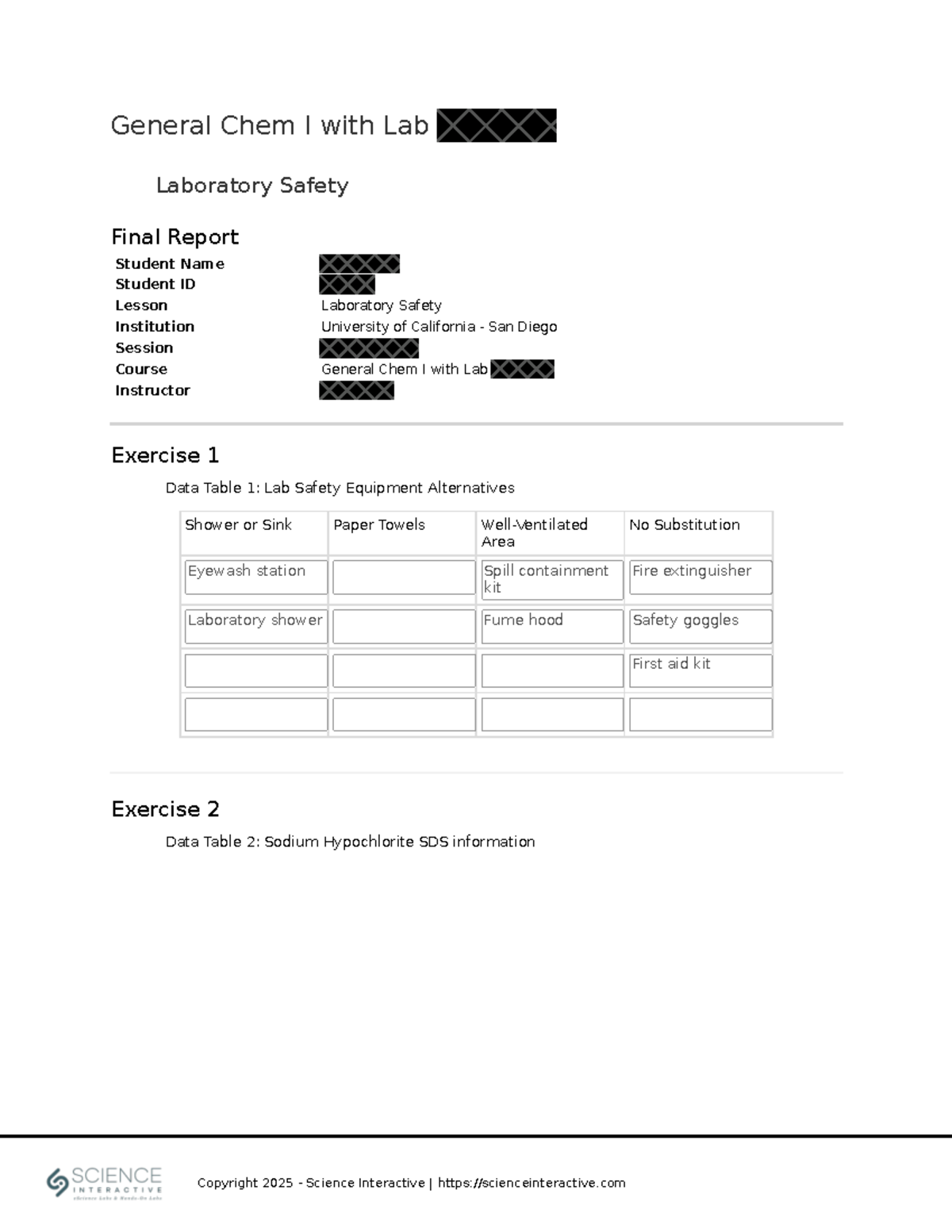 General Chem I with Lab 190257: Laboratory Safety Final Report - Studocu