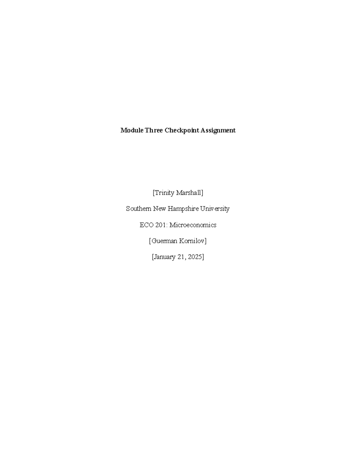 Micro 3-1 assignment - Module Three Checkpoint Assignment [Trinity ...