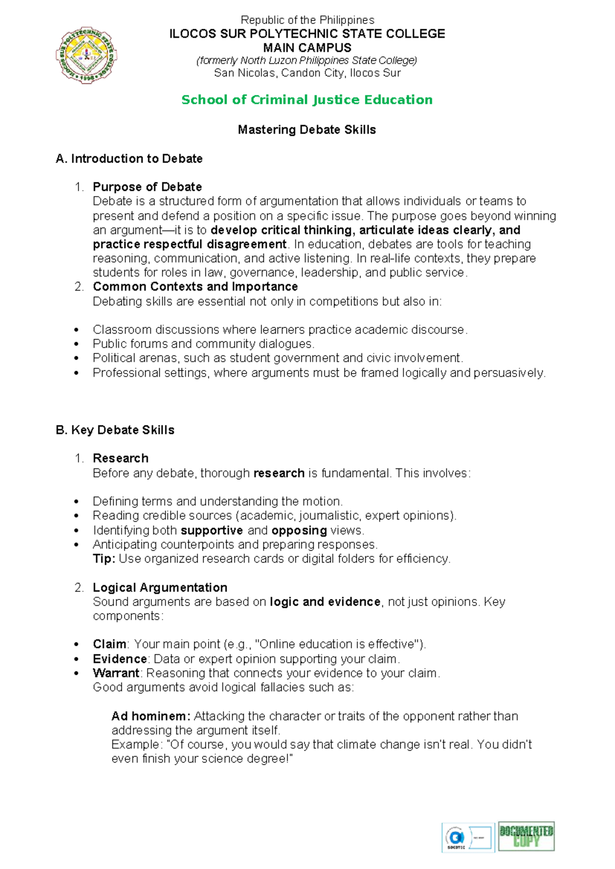 Mastering Debate Skills: A Comprehensive Guide for CJ 101 Students ...