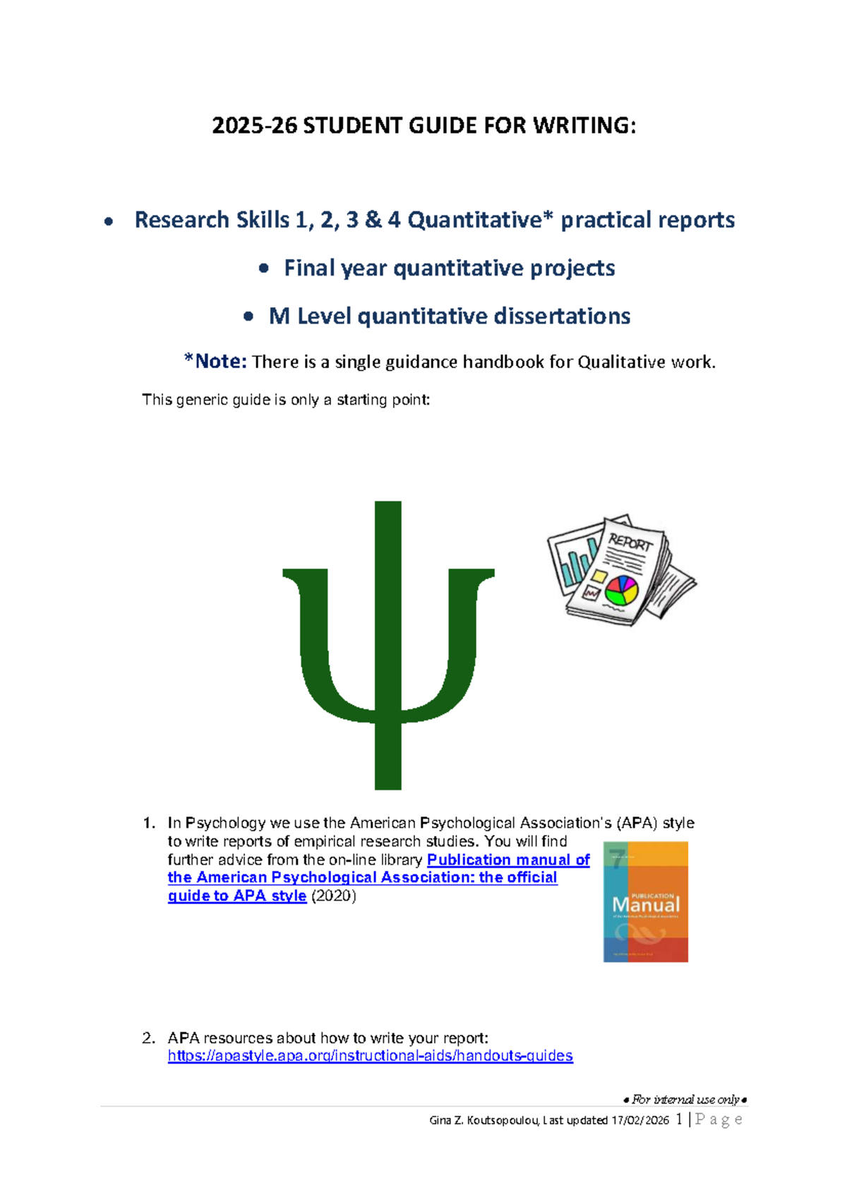 Quantitative Guide for Writing Research Skills Reports (RS) 2025-26 ...