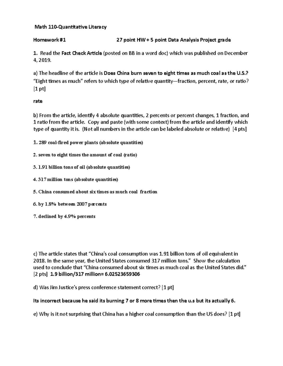 Math 110 - Homework #1 on Quantitative Literacy and Data Analysis - Studocu