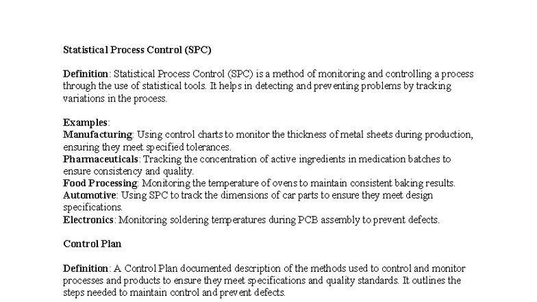 Statistical Process Control (SPC) & Control Plan Discussion - Group 2 ...