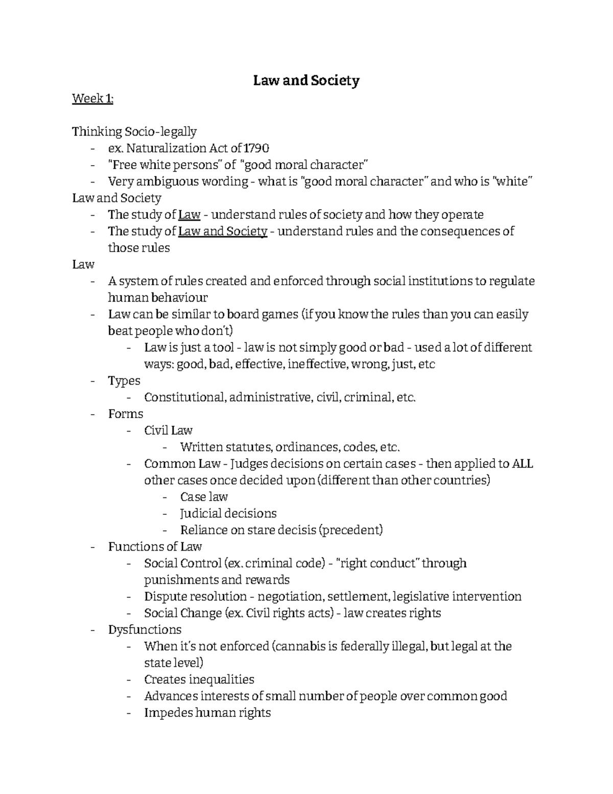 Law and Society (LAW 101): Comprehensive Class Notes & Legal Theories ...