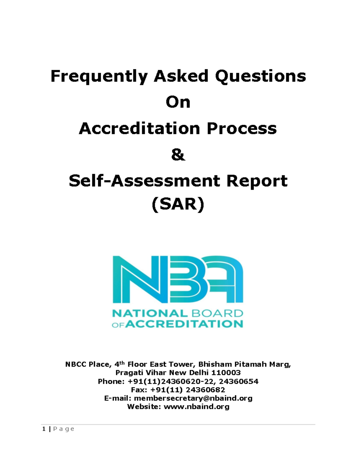 FAQ on NBA Accreditation Process (SAR) for UG Engineering Programs ...