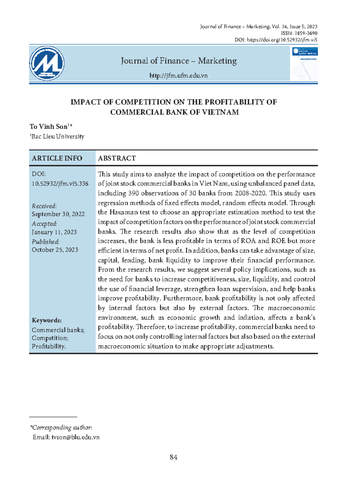 Impact of Competition on Profitability of Commercial Banks in Vietnam ...