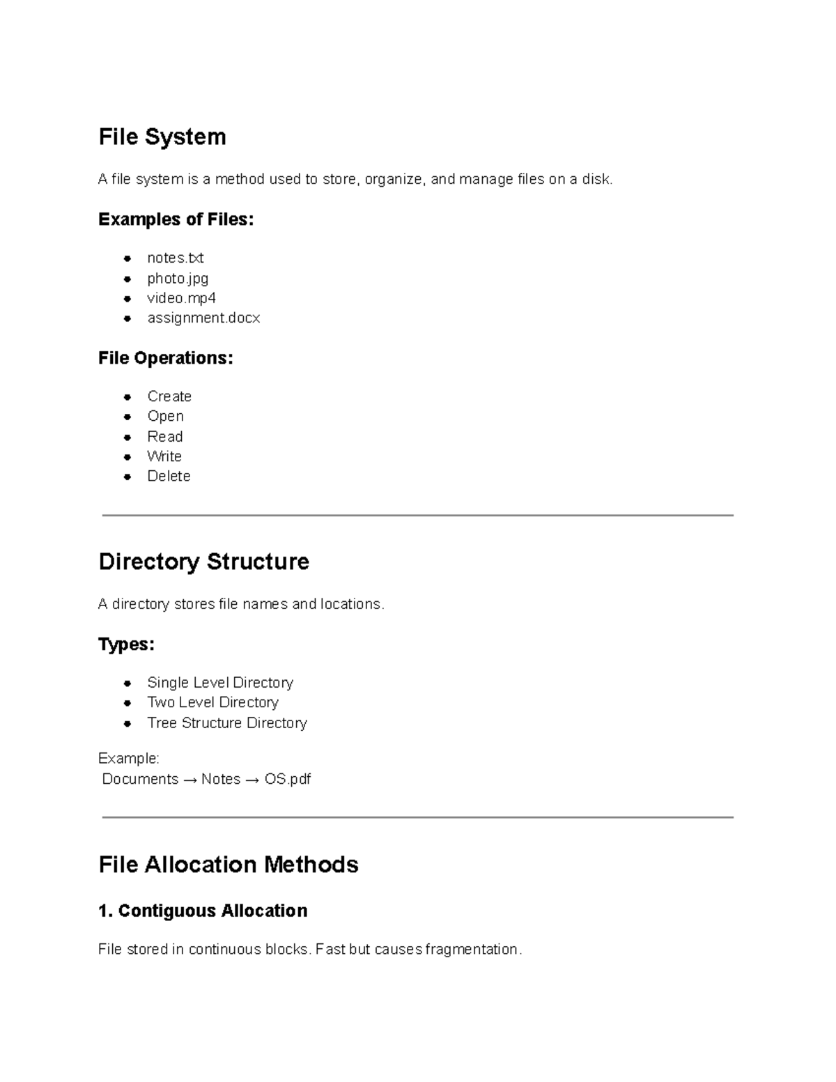 File Systems and Disk Scheduling Notes (CS101) - Studocu
