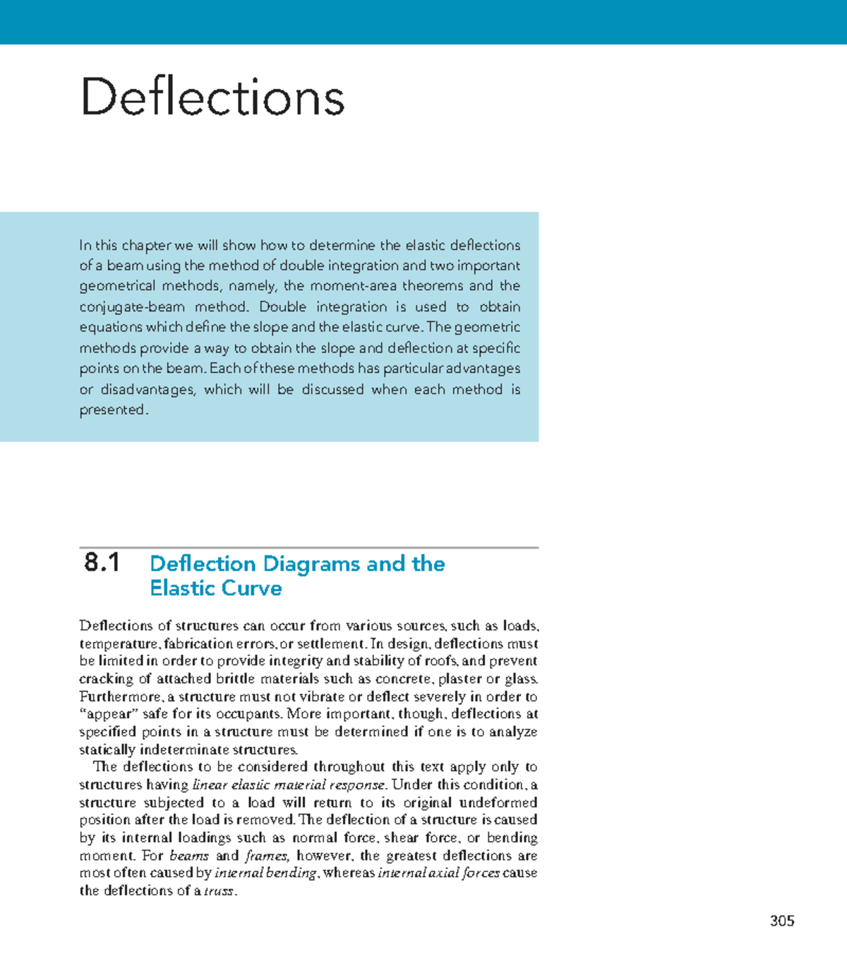 Chapter 8: Deflections in Structural Analysis (CE 305) - Studocu